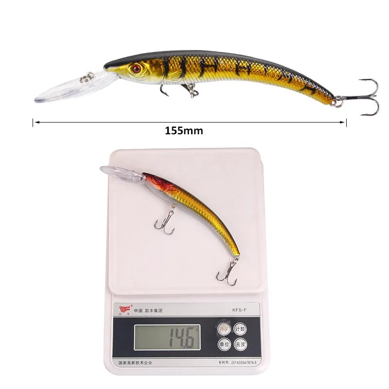 1 PCS 15.5cm / 16.3g Wobbler Fishing Lure Big Crank Bait Minnow Bass Trolling Artificial Bait Pike Carp Lures Fishing