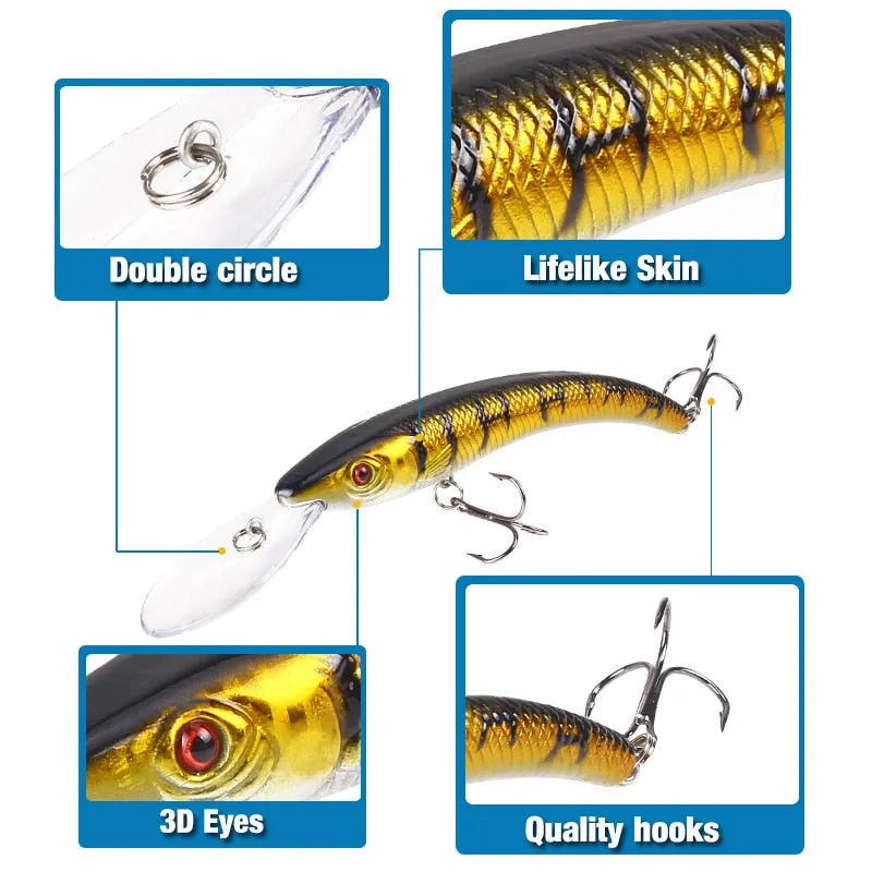 1 PCS 15.5cm / 16.3g Wobbler Fishing Lure Big Crank Bait Minnow Bass Trolling Artificial Bait Pike Carp Lures Fishing