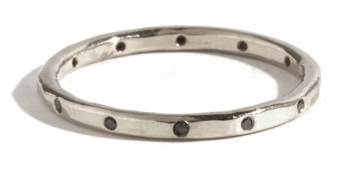 12 Black Diamond Band - 18 Karat White Gold