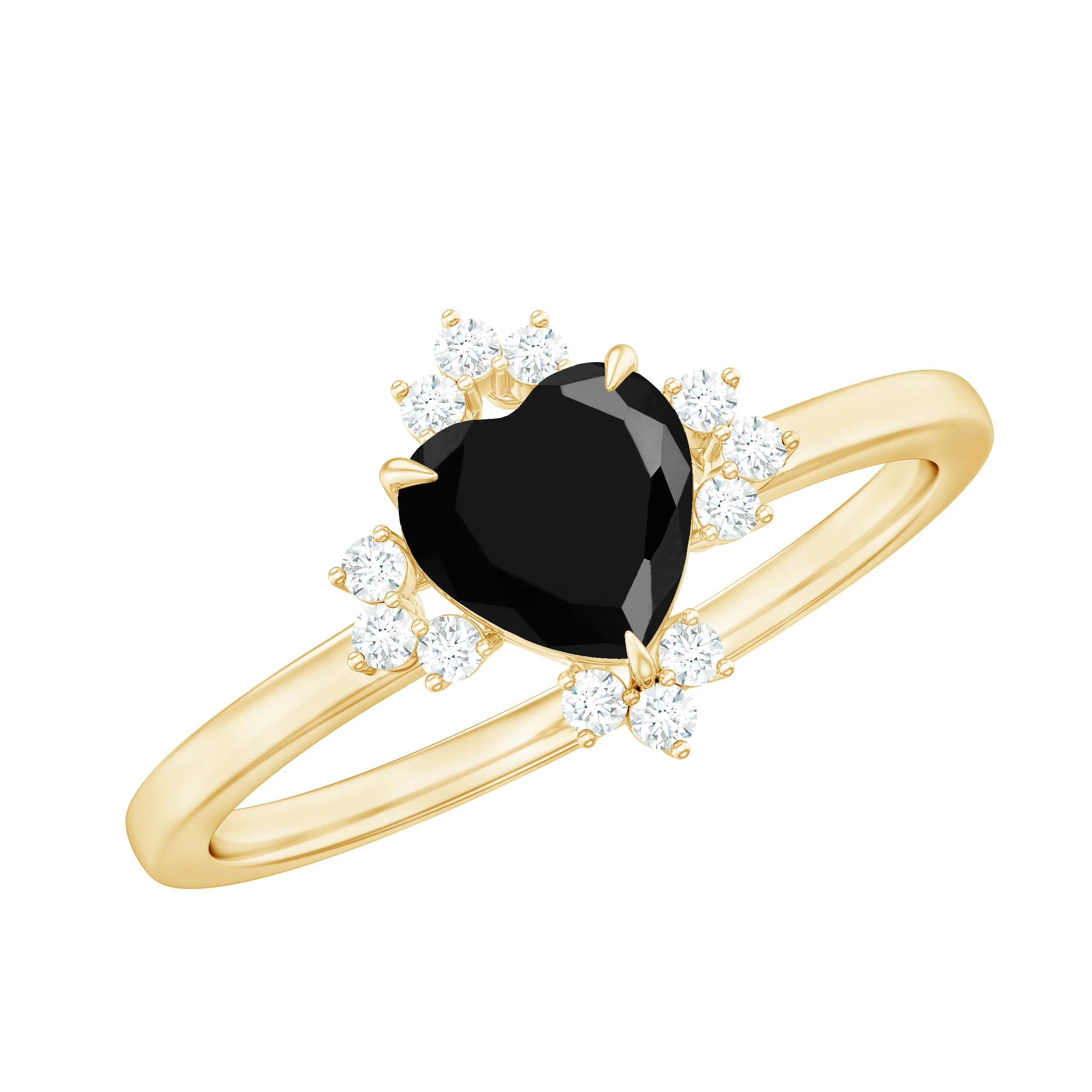 1.25 CT Heart Shape Created Black Diamond Solitaire Promise Ring with Diamond