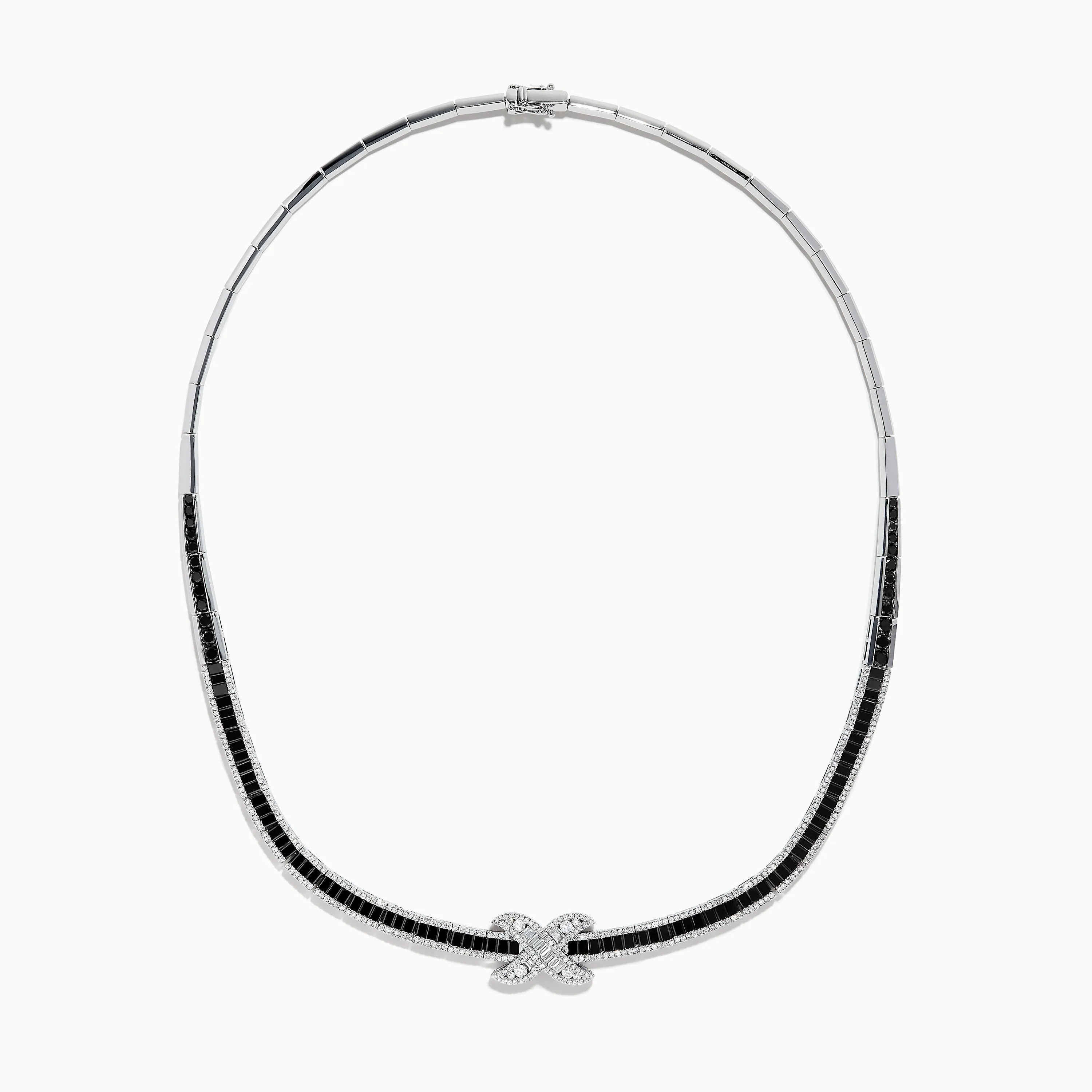 14K White Gold Diamond Black and White Diamond Necklace