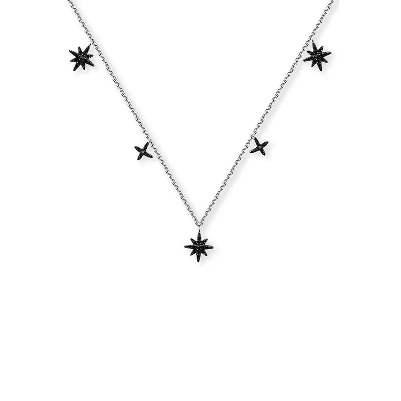 18k Gold Star Shape Black Diamond Necklace / Choker