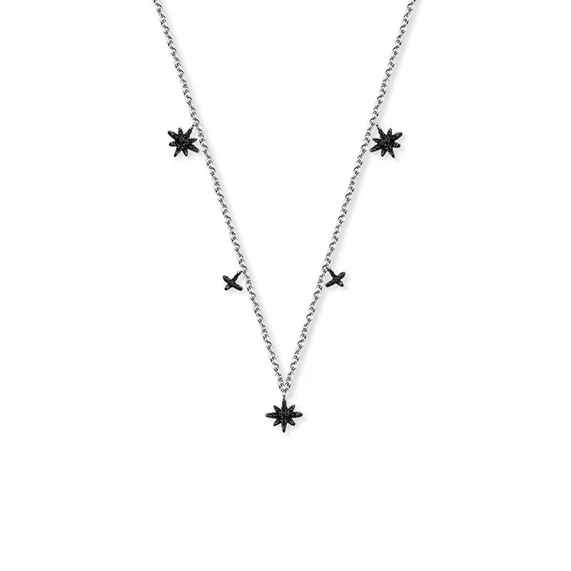 18k Gold Star Shape Black Diamond Necklace / Choker