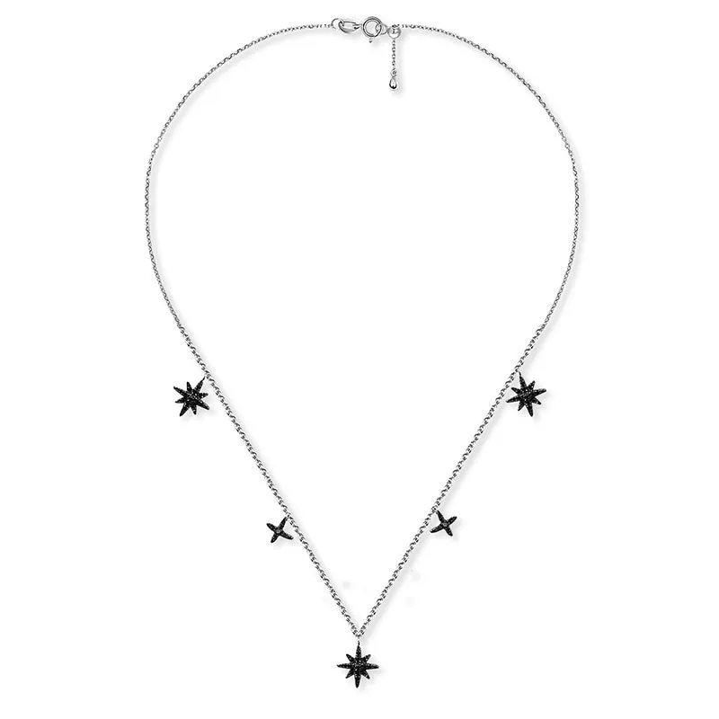 18k Gold Star Shape Black Diamond Necklace / Choker