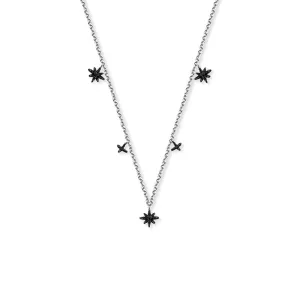 18k Gold Star Shape Black Diamond Necklace / Choker