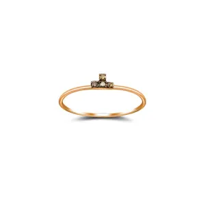 18k Gold Tetris T-Block Diamond Ring With Rose Gold