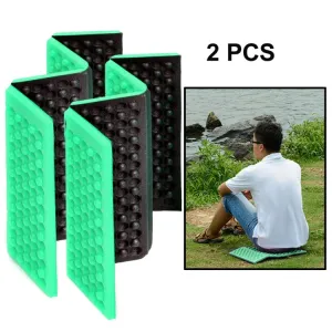 2 PCS Portable Folding Cellular Massage Cushion Outdoors Damp Proof Picnic Seat Mats EVA Pad(Light Green)