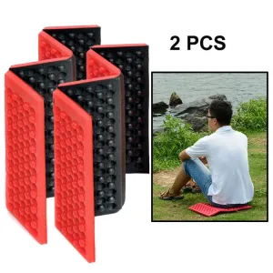 2 PCS Portable Folding Cellular Massage Cushion Outdoors Damp Proof Picnic Seat Mats EVA Pad(Red)