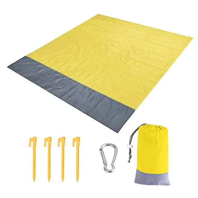 200x210CM Large Beach Mat Anti Sand-free Beach Towel Anti Sand Beach Blanket Pocket Picnic 4 Anchor Wind Prevent Sand Proof Mat