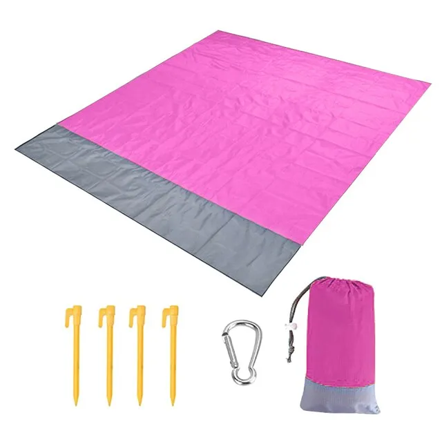 200x210CM Large Beach Mat Anti Sand-free Beach Towel Anti Sand Beach Blanket Pocket Picnic 4 Anchor Wind Prevent Sand Proof Mat