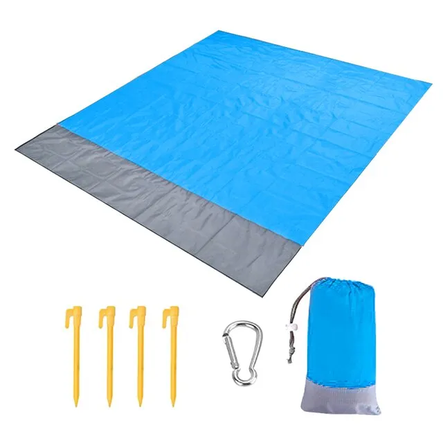 200x210CM Large Beach Mat Anti Sand-free Beach Towel Anti Sand Beach Blanket Pocket Picnic 4 Anchor Wind Prevent Sand Proof Mat