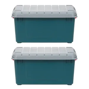 79 Quart Green Stackble Storage Tote w/ Heavy-duty Buckles [ Pack of 2 ]