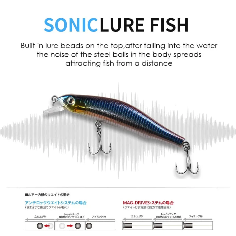 8.5g professional quality magnet weight fishing lures minnow crank hot model Artificial Bait Tackle