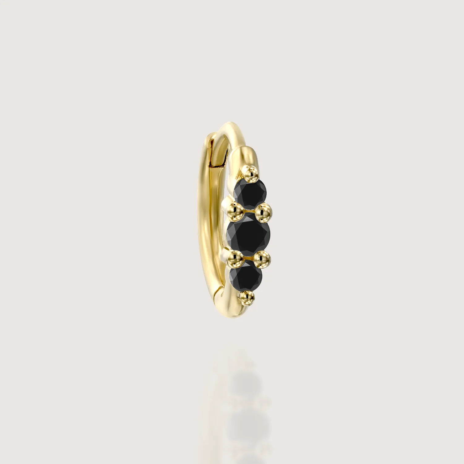 Audrey Mini Hoop Earring with Black Diamonds