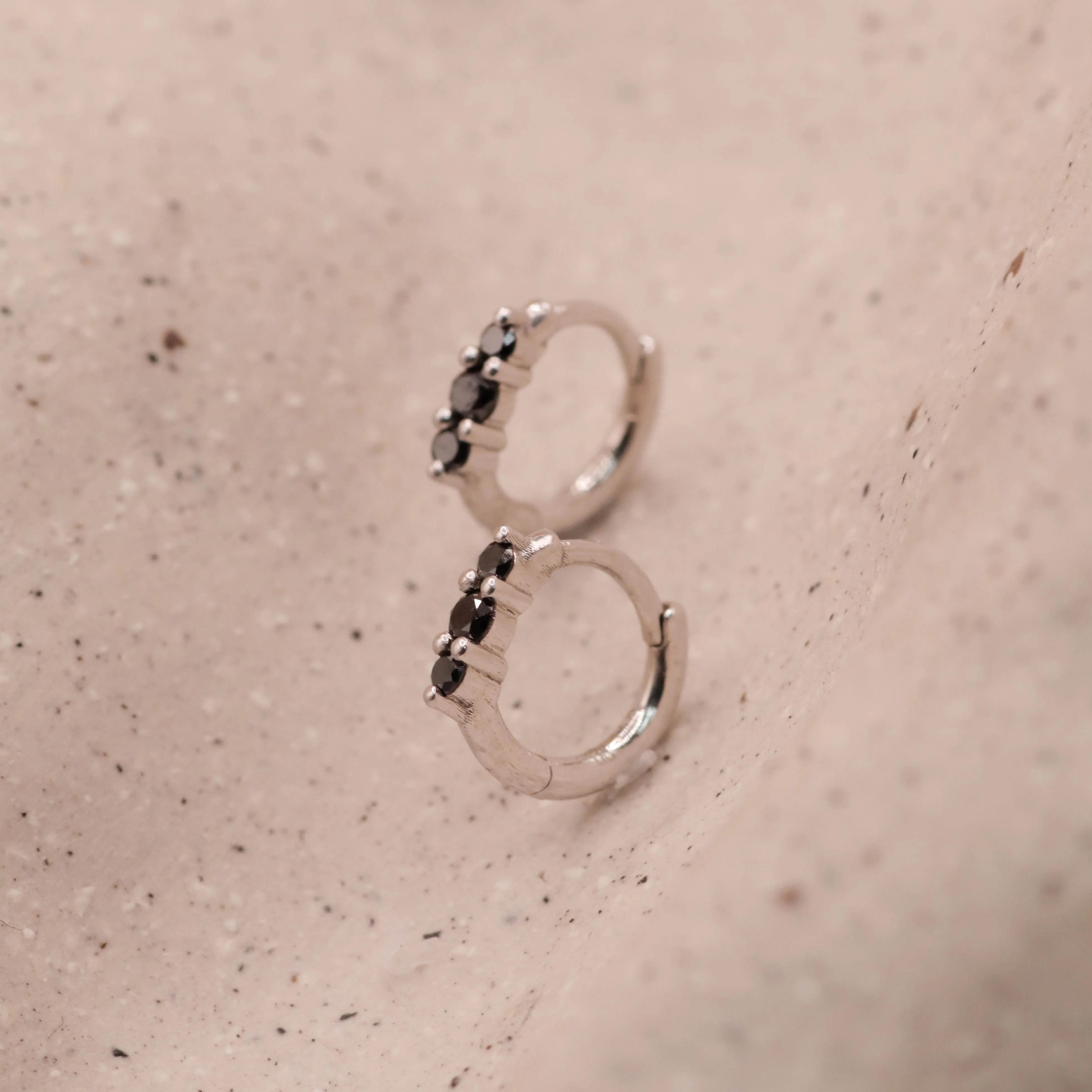 Audrey Mini Hoop Earring with Black Diamonds