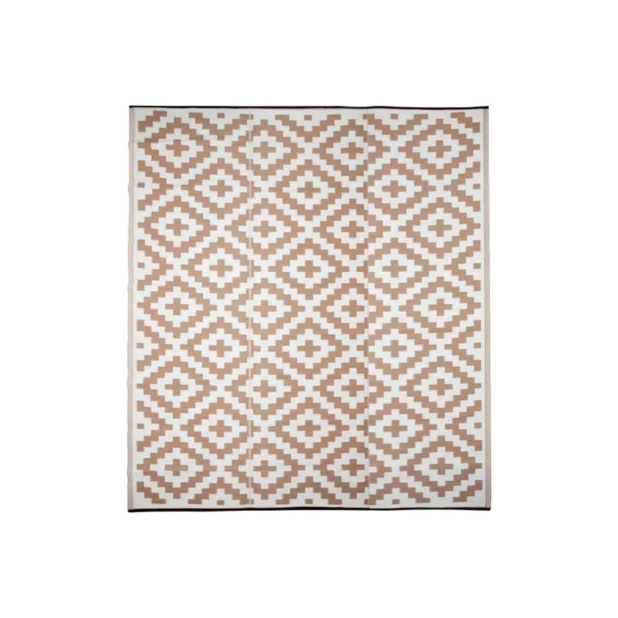 Aztec Beige and White Foldable Waterproof Large Camping Mat - 270x360 CM