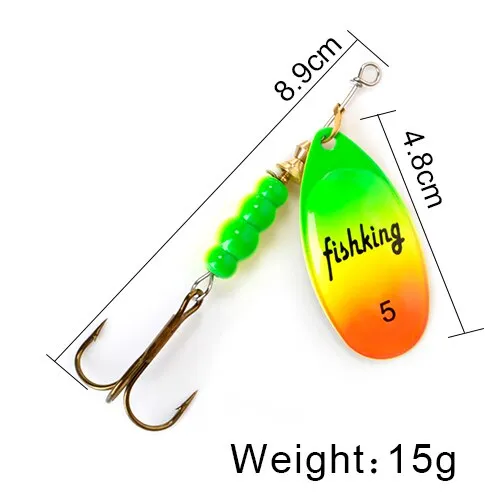 Bait 3.9g 4.6g 7.4g 10.8g 15g Spoon Lures pike Metal With Treble Hooks Arttificial Bass Bait Fishing Lure