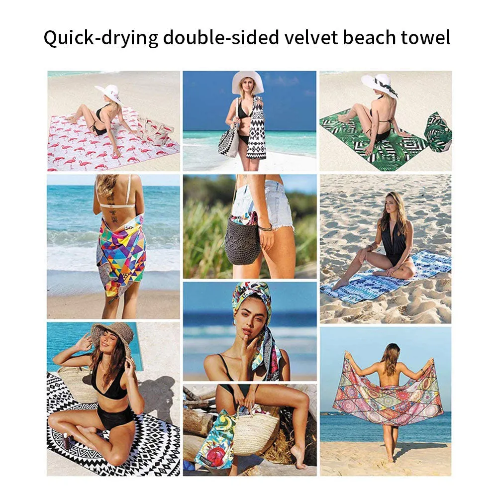 Beach towel microfiber sand free towel absorbent quick-drying soft blanket with bag for portable outdoor sand free towel