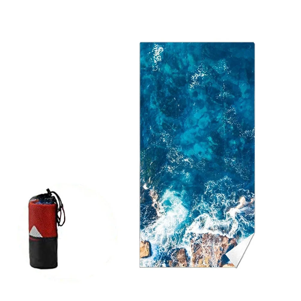 Beach towel microfiber sand free towel absorbent quick-drying soft blanket with bag for portable outdoor sand free towel