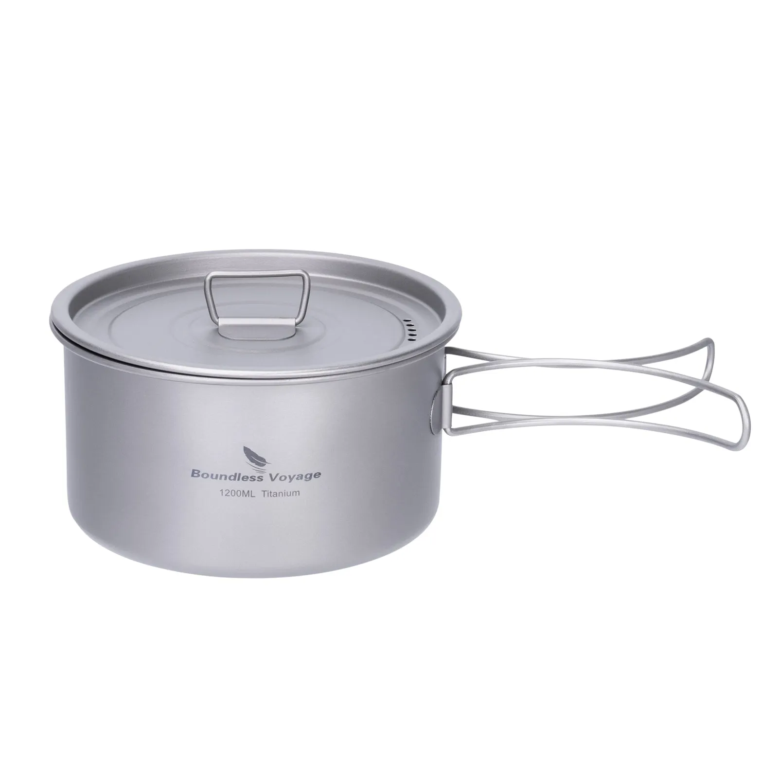 Boundless Voyage Lightweight 1200ml Titanium Pot Outdoor Portable Cooking Set hiking Backpacking Pot for Hiking Trekking Picnic Fishing Mountaineering