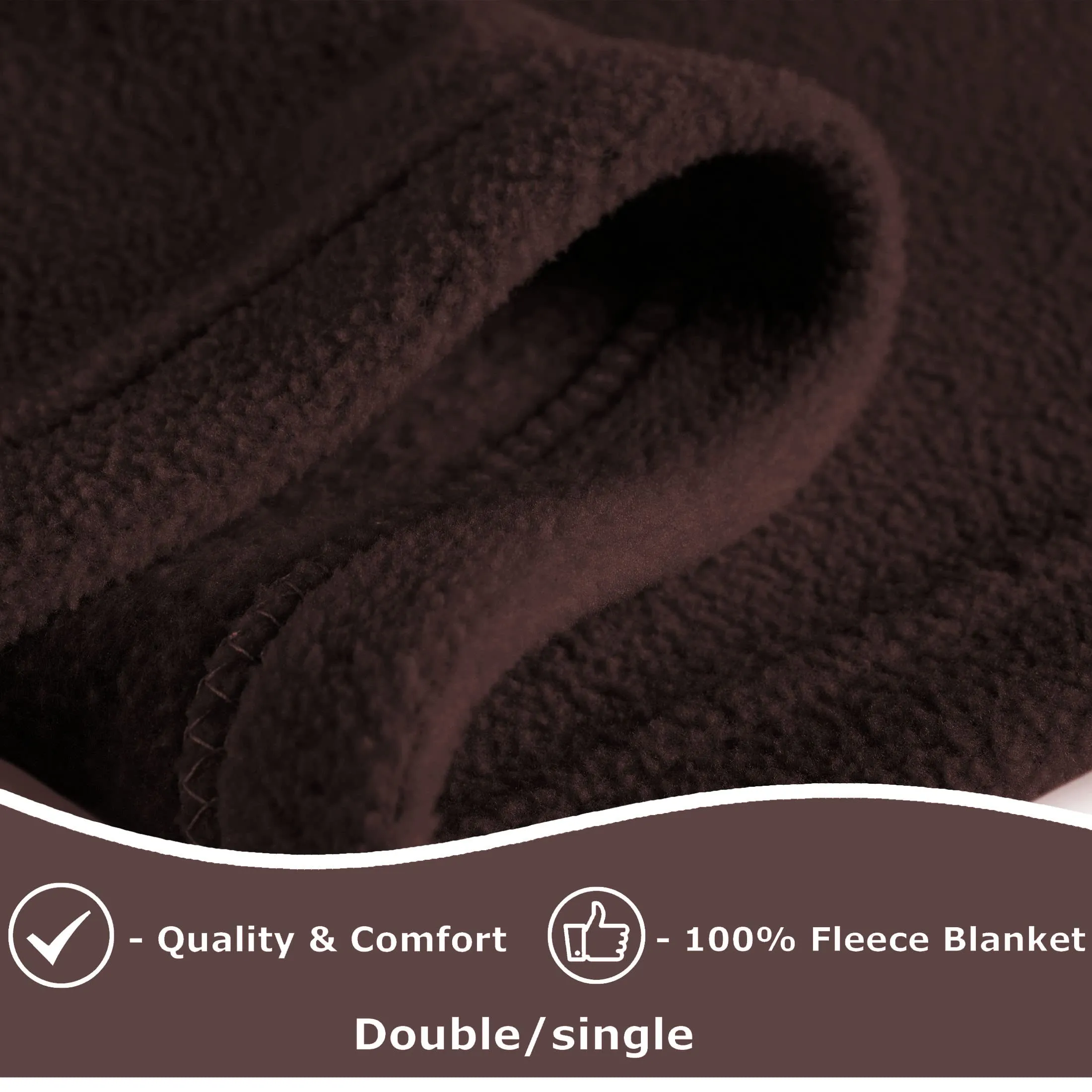 BSB HOME Plain Polar Fleece Heavy Weight Double Bed Blanket Warm Soft & Comfortable for Winter/AC Room/Hotel/Donation/Travelling (Coffee, 1200 Gram, 90x90 Inches)