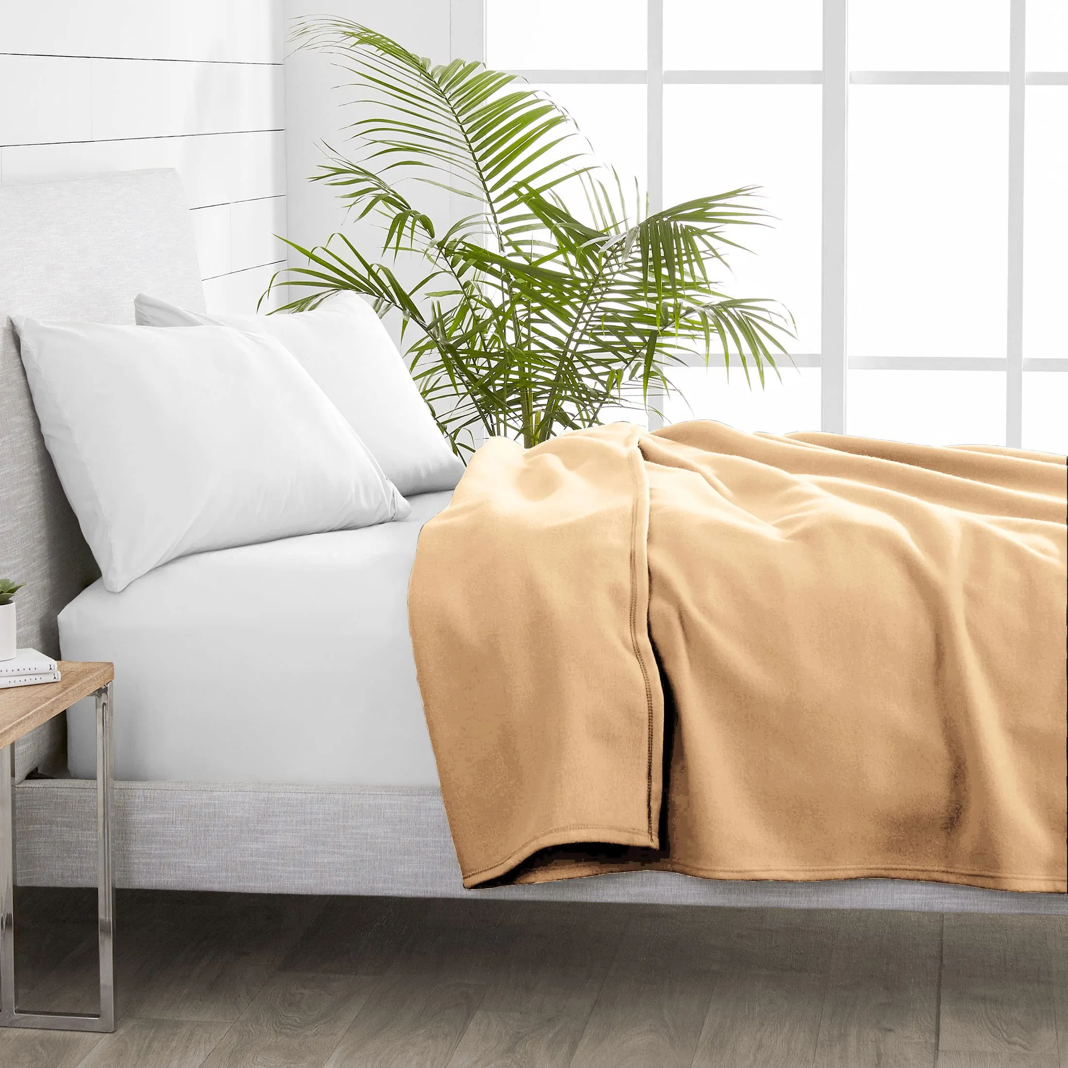 BSB HOME Plain Polar Fleece Heavy Weight Single Bed Blanket Warm Soft & Comfortable for Winter/AC Room/Hotel/Donation/Travelling (Beige, 800 Gram, 60X90 Inches)