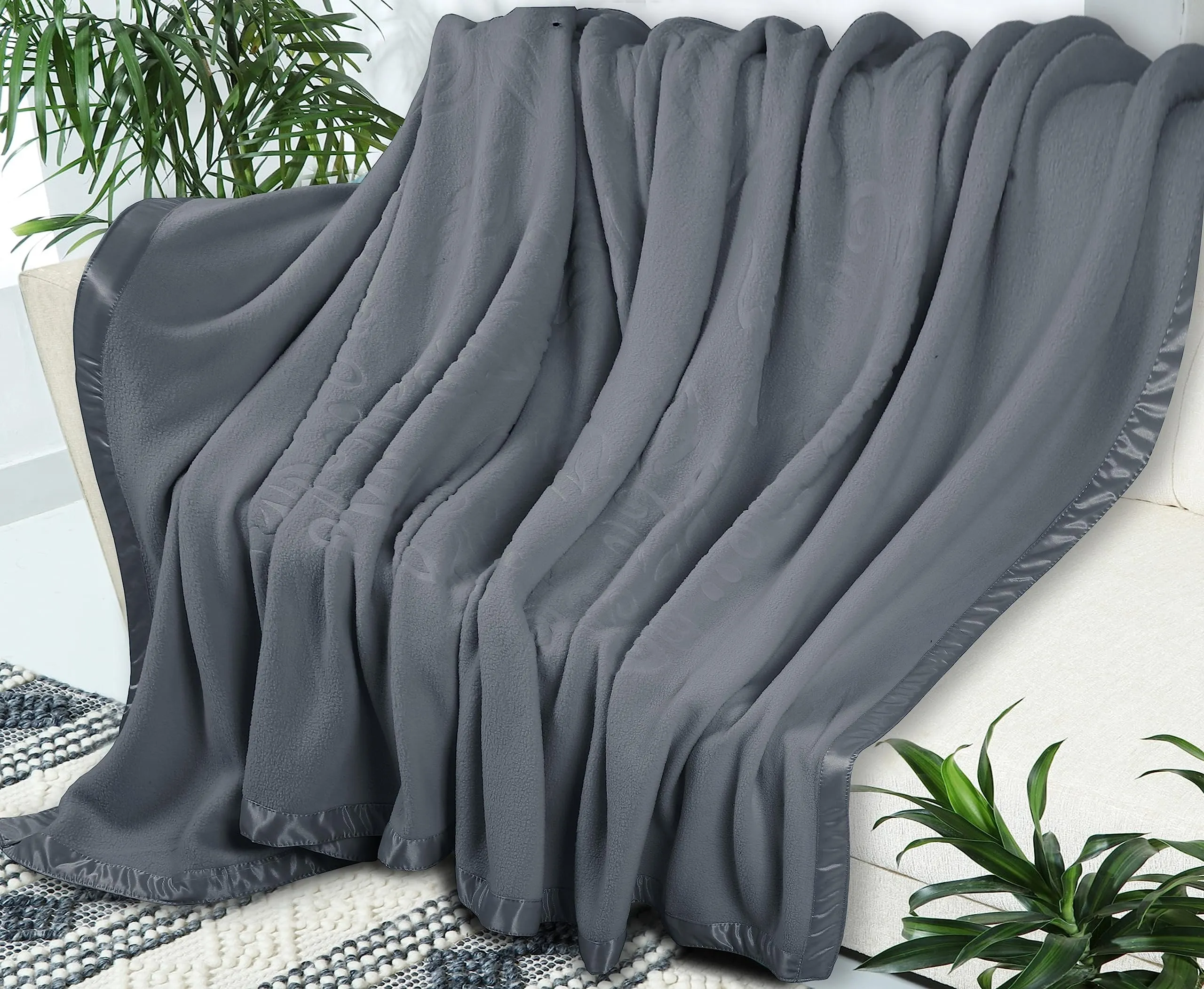 BSB HOME® True North Luxury Micro Fleece Blanket for Single Bed (60 x 86 inches) |Ultrasoft & Lightweight Antipilling Blanket with Satin Piping Border - 250 GSM |Double - 152x220 cms|Grey