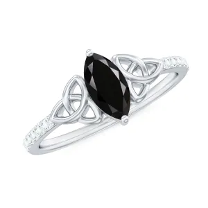 Celtic Knot Ring with Lab Grown Black Diamond and Diamond