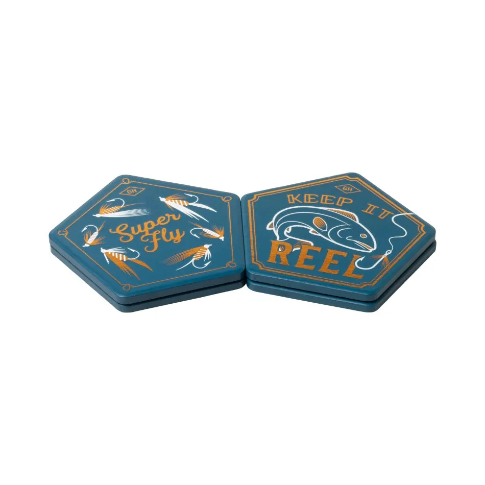 Ceramic Coaster, Set of 4 - Fishing