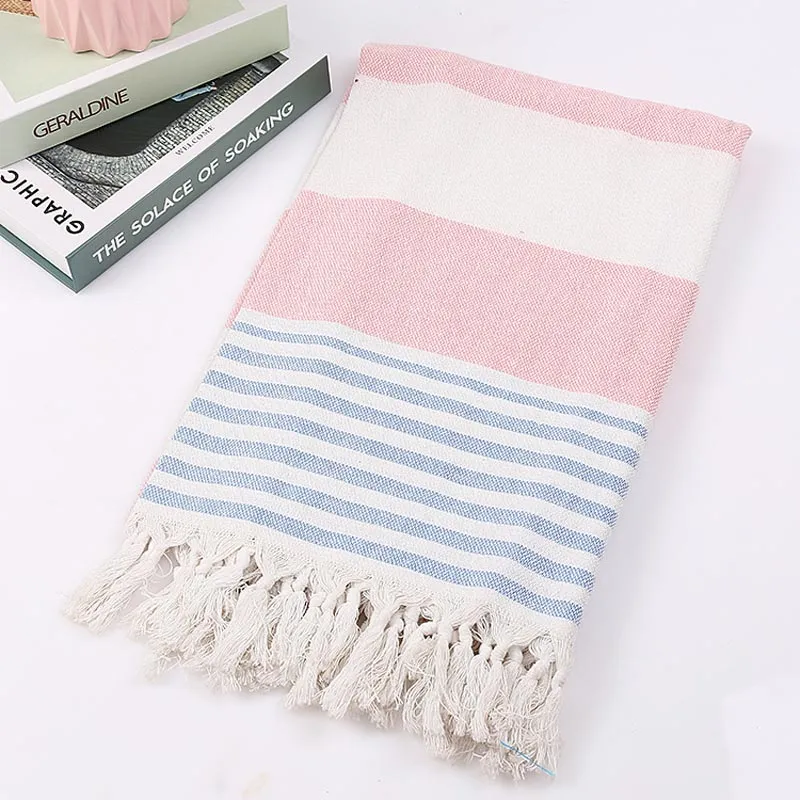 Cotton Large Turkish Pestemal Bath Towel with Tassels Travel Camping Shawl Beach Gym Pool Blanket Surgical Drape Scarf 100x180cm