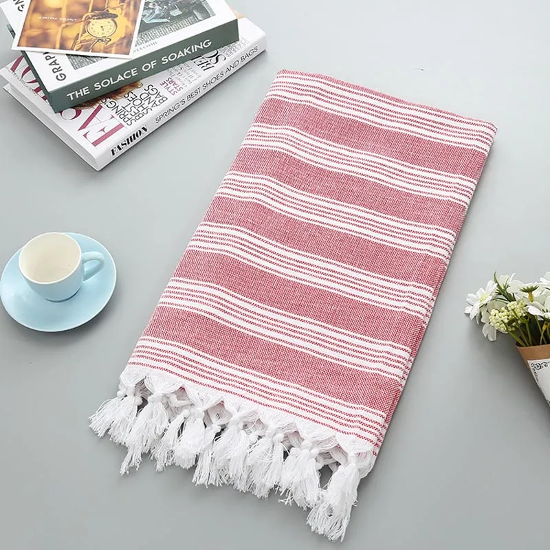 Cotton Large Turkish Pestemal Bath Towel with Tassels Travel Camping Shawl Beach Gym Pool Blanket Surgical Drape Scarf 100x180cm