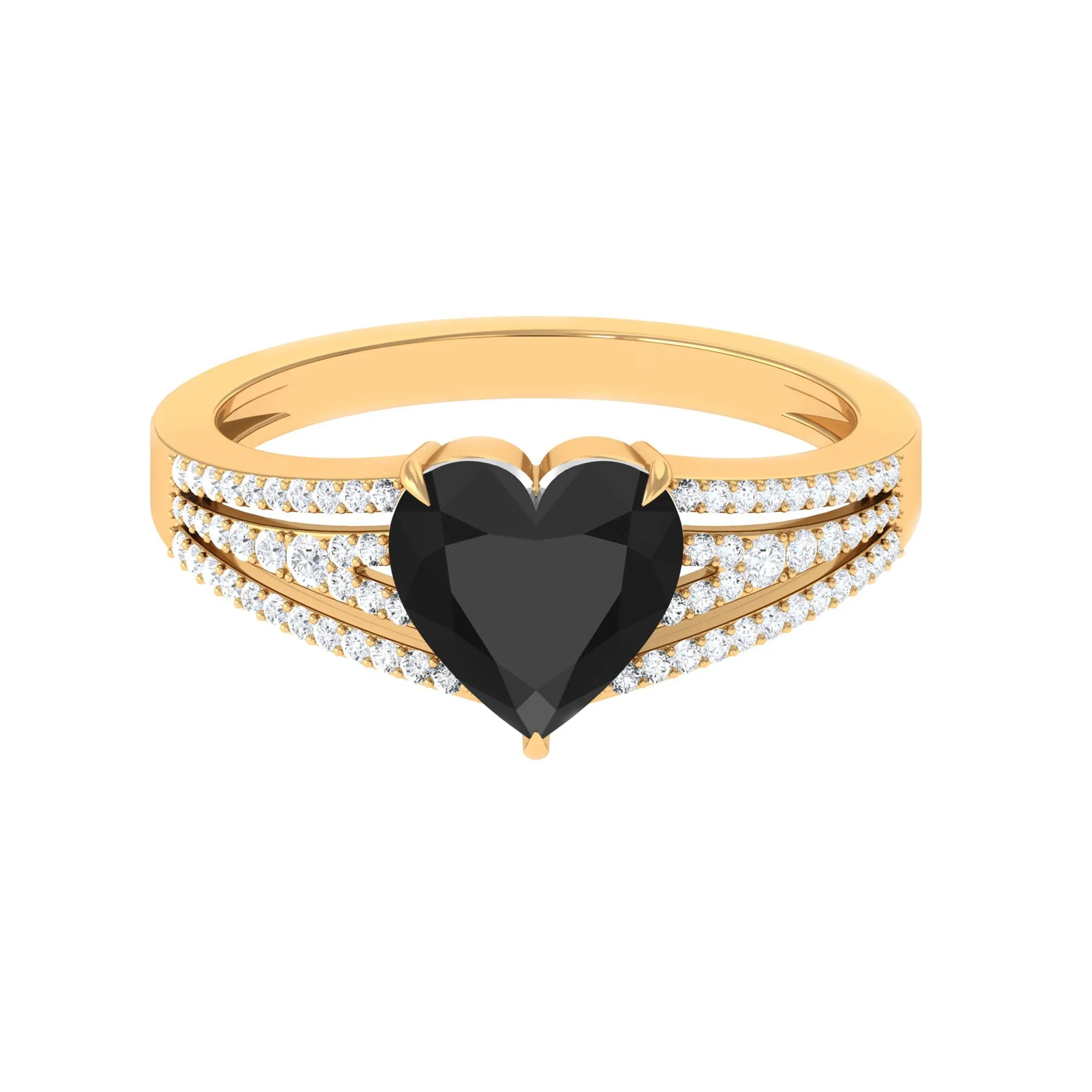 Created Black Diamond Heart Engagement Ring with Diamond