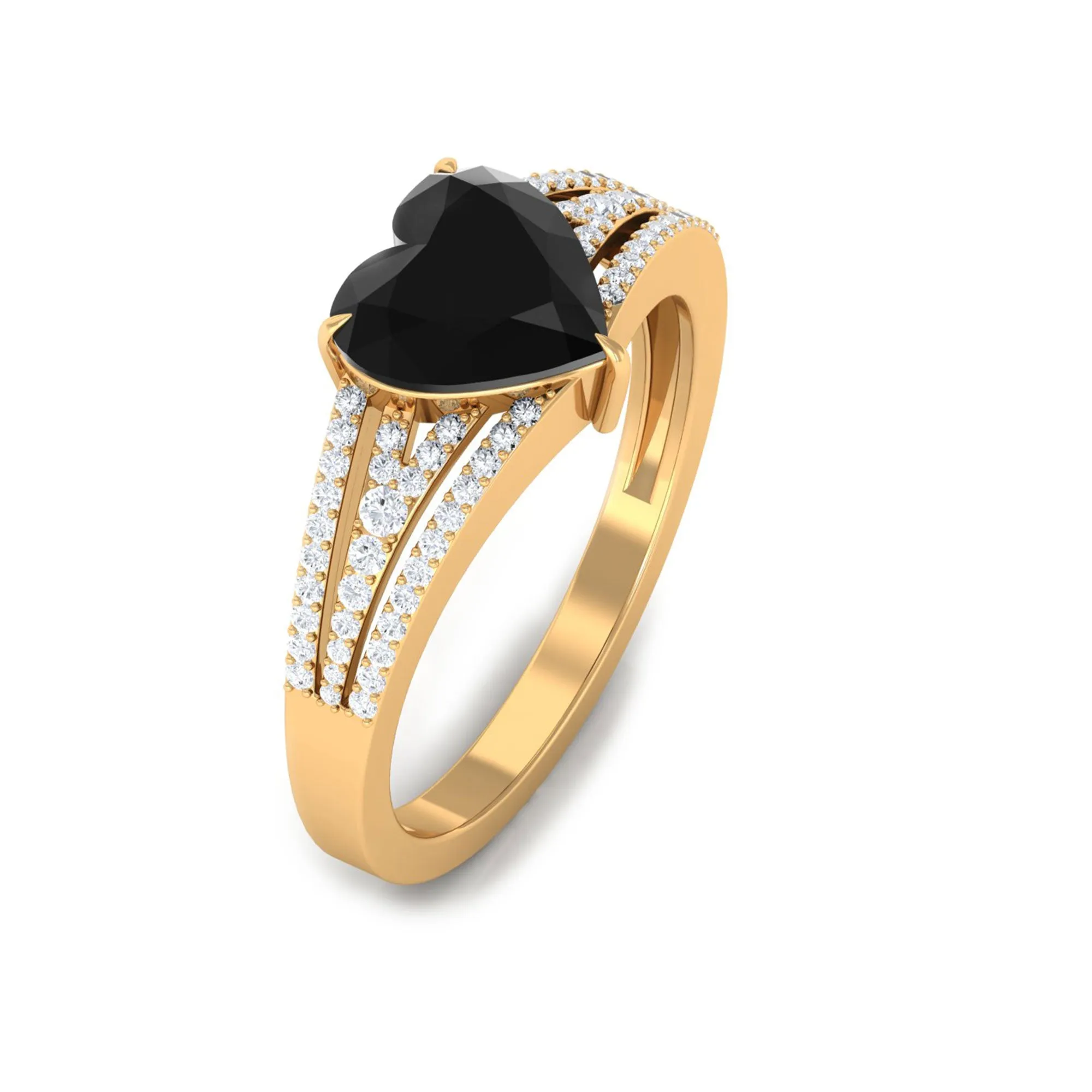 Created Black Diamond Heart Engagement Ring with Diamond