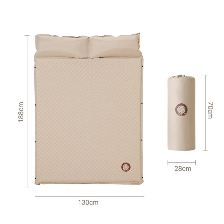 CSTUR Outdoor Thickened 5cm Automatic Inflatable Mat Tent Camping Moistureproof Sleeping Pad, Style: Two People Use khaki