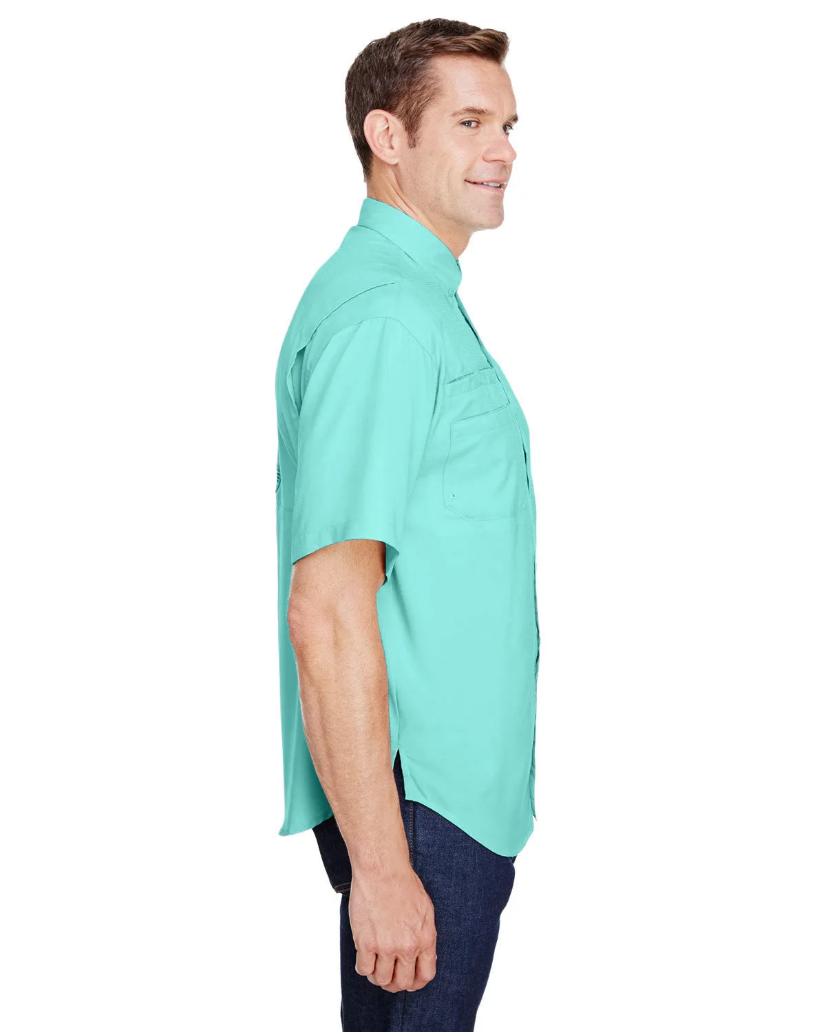 Custom Columbia Mens Tamiami Short-Sleeve Shirt, Gulf Stream