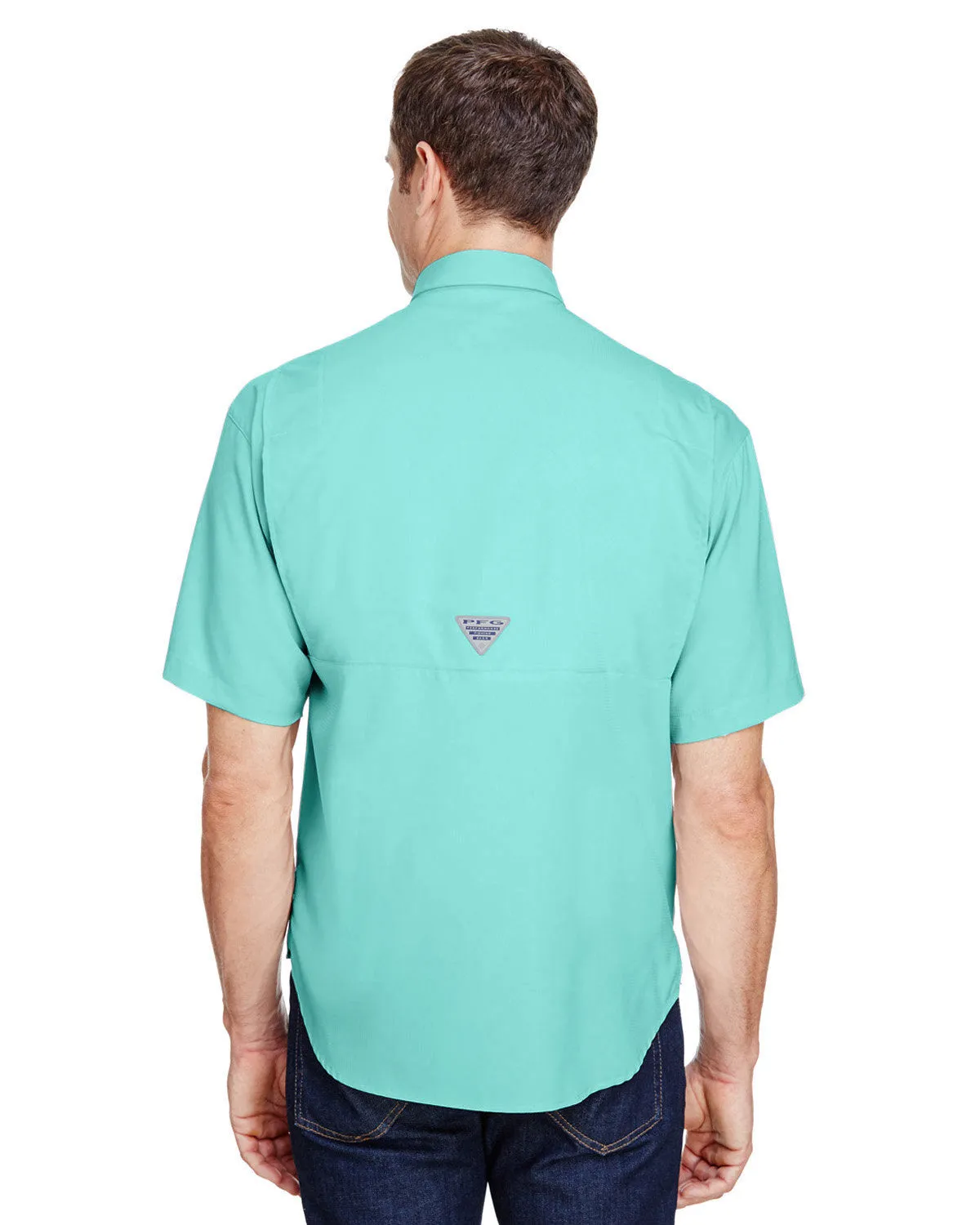 Custom Columbia Mens Tamiami Short-Sleeve Shirt, Gulf Stream