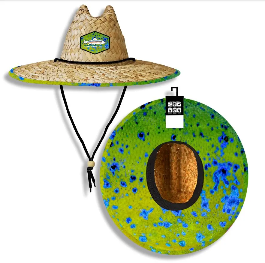 Dorado Fish Print Patterned Straw Sun Hat