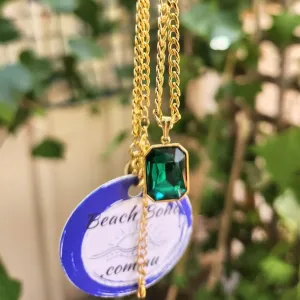 EMERALD GREEN CHARM NECKLACE - WATER PROOF NECKLACE