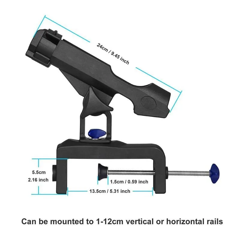 Fishing Rod Holders for Boats with Large Clamp Opening 360 Degree Adjustable Fish Pole Racks Folding Holder Hotselling