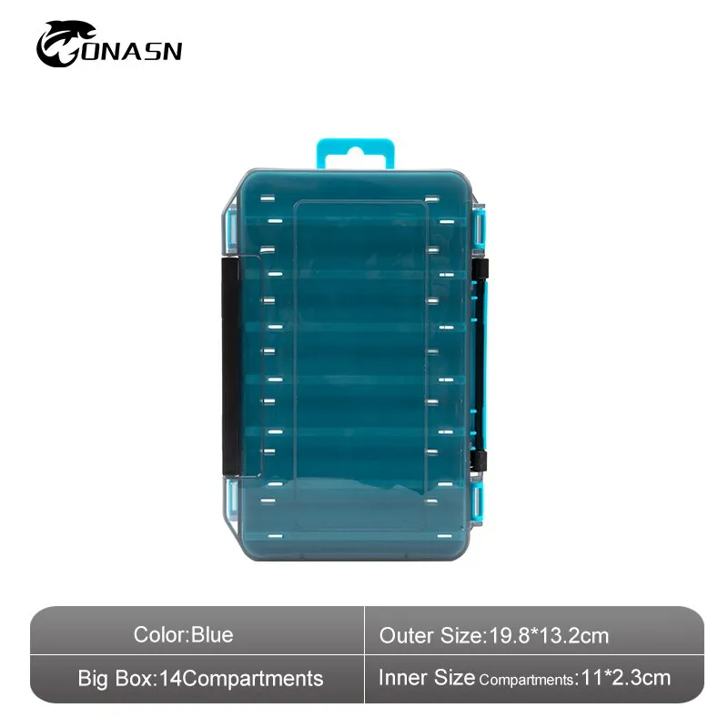 Fishing Tackle Boxes 12 14 Compartments Bait Lure Hook Accessories Boxes Storage Double Sided High Strength Fishing Box