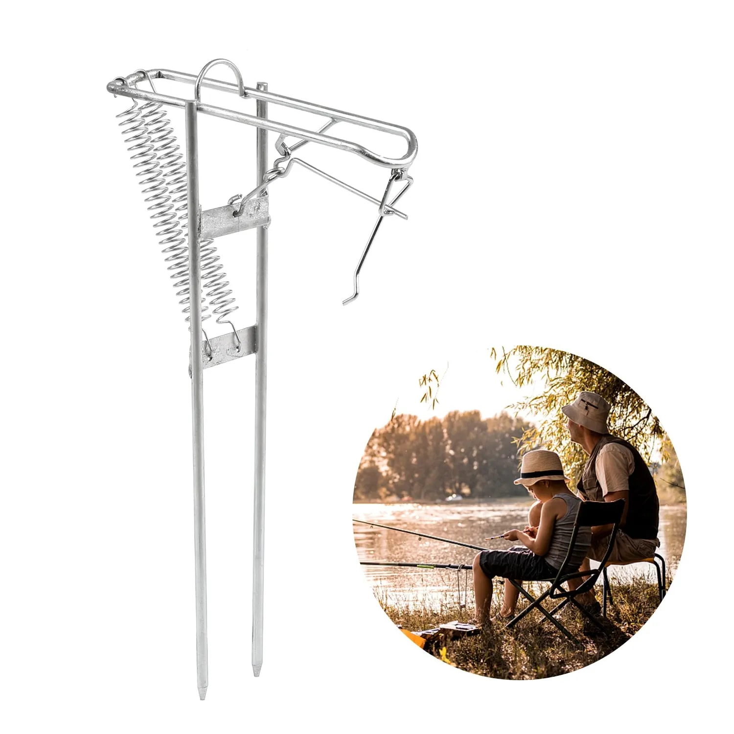 Foldable Automatic Double Spring Angle Fishing Rod Holder Stainless Steel Fishing Rod Pole Rack Ground Support Bracket pesca