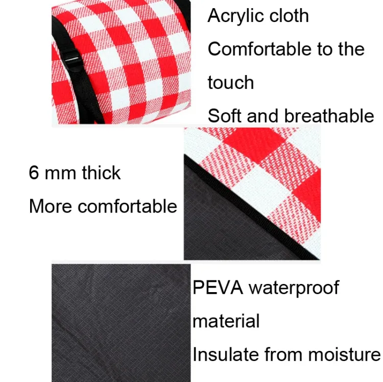 FP1409 6mm Thickened Moisture-Proof Beach Mat Outdoor Camping Tent Mat With Storage Bag 150x200cm(Black White Grid)