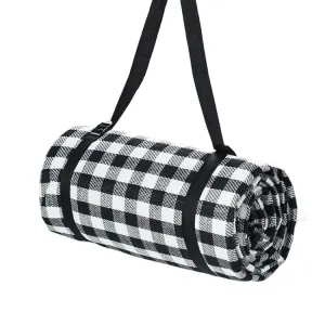 FP1409 6mm Thickened Moisture-Proof Beach Mat Outdoor Camping Tent Mat With Storage Bag 150x200cm(Black White Grid)