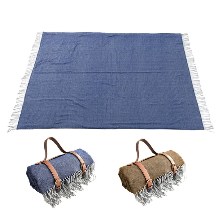 FWP Waterproof Thick Tassel Picnic Mat, Size: 200x150cm(Navy Blue)