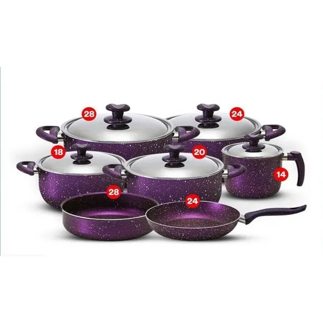 Granite 12 pcs pot 18-20-24-28   frying pan 24  oven tray 28  milk pot 14