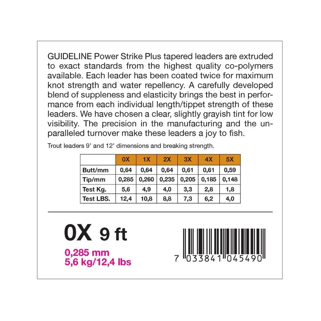 Guideline Power Strike 9ft Knotless Tapered Leader 3 Pack