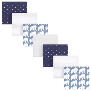 Hudson Baby Cotton Flannel Receiving Blankets Bundle, Boy Elephant