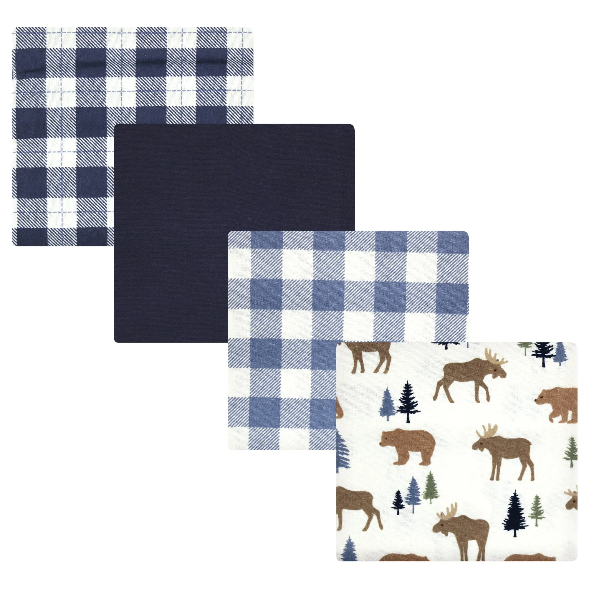 Hudson Baby Cotton Flannel Receiving Blankets, Moose Bear