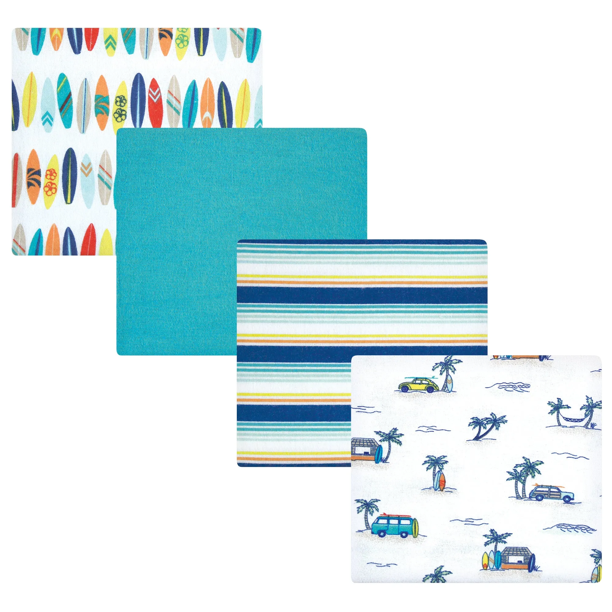 Hudson Baby Cotton Flannel Receiving Blankets, Surfer Dude