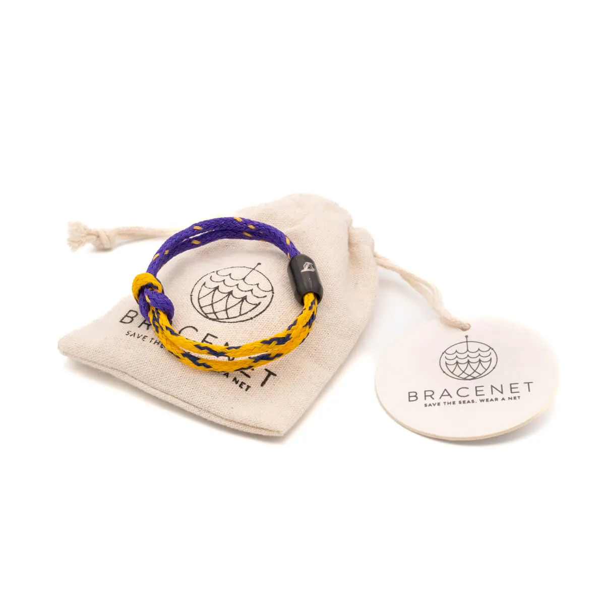 LA Lakers Bracenet Purple & Gold Upcycled Fishing Net Bracelet